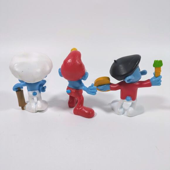 Lot of 3 Smurfs Peyo 3" PVC Figures Baker Papa Telescope Painter McDonalds 2011 - Picture 3 of 3